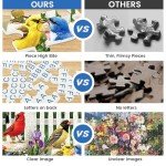 500 Pieces Puzzle for Adults | Bath Birds Large Piece Puzzle | Recycled Cardboard Jigsaw Puzzle 500 Pieces | Challenging Game Home Decor Birthday Party Gift Toy for Adults Kids Seniors 20.5 * 15 in