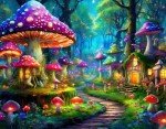 Majestic Value Brand 500 Piece Adult Puzzle of a Mystical Mushroom Fantasy Village