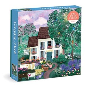 Galison Garden Path – 500 Piece Puzzle Fun and Challenging Activity with Bright and Bold Artwork of Country Cottage and Plant Path for Adults and Families