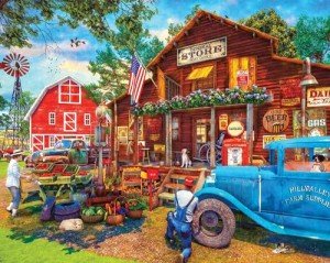 Springbok Country Supply Store 1500 Piece Jigsaw Puzzle for Adults- Challenging Nostalgia Image of Country Store and Farmers Market by Artist Dominic Davison