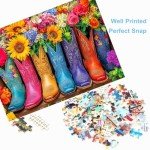 500 Piece Puzzles for Adults Colorful Boots 20.5 x 15 Inch 500 Piece Jigsaw Puzzles for Kids Adults Puzzles 500 Pieces for Adults Holiday Educational Challenge Toys