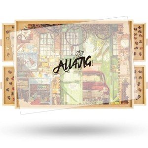 ALL4JIG 2000 Piece Rotating Puzzle Board with Drawers and Cover, 28.5"x40.1"Portable Wooden Jigsaw Puzzle Table for Adults Portable, Lazy Susan Spinning Boards Birthday Gift for mom