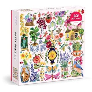 Galison Buzzy Bouquets – 500 Piece Jigsaw Puzzle Featuring Beautiful Artwork of Quirky Flower Vases and Buzzy Insects