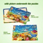 SYNARRY Wooden Jigsaw Puzzles for Kids Age 3-5 Year Old, 4 Pack 24-40 Pieces Preschool Educational Learning Toys Gift Set for Children Boys and Girls, Sea Life, Insects, Animals, Dinosaurs Themes