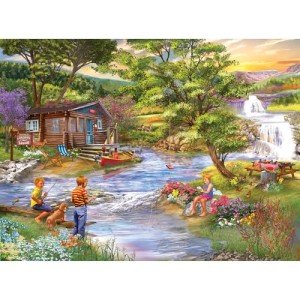 RoseArt - Chris Bigelow - Fishing from The Banks - 1000 Piece Jigsaw Puzzle for Adults
