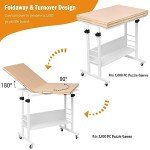 Tektalk 2000 Piece Foldable Puzzle Board with Height Adjustment, Jigsaw Puzzle Table with 2 Felt Cover & 8 Sorting Trays/Drawers, Puzzle Easel with Legs, Enclosed with 4 Roller Wheels (White)