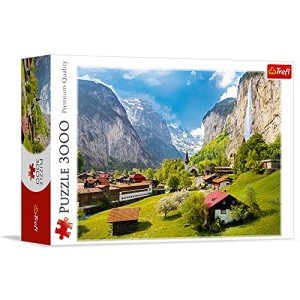 Trefl Lauterbrunnen, Switzerland 3000 Piece Jigsaw Puzzle Red 46"x33" Print, DIY Puzzle, Creative Fun, Classic Puzzle for Adults and Children from 15 Years Old