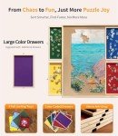 Rnice 1500 Piece Puzzle Board Pro, 35" x 26" with Drawers, Rubber Cover Mat, Sort-Wise Colorful Felt Drawers & 4 Trays, Wooden Jigsaw Puzzle Table, Birthday Gifts for Mom