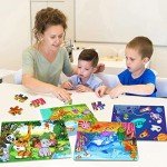 Puzzles for Kids Ages 3-5, Wooden Jigsaw Puzzles 24-30 Pieces for Toddler Children Learning Educational Puzzles 3 4 5 6 Year Toys for Boys and Girls (6 Puzzles)