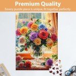 500 Piece Puzzles for Adults, Flower Jigsaw Puzzle 500 Piece for Adults Kids Seniors, Recycled Cardboard Large Piece Puzzle 500, Family Puzzles Great Gift for Mom Dad Family Friends 20.5 x 15 in