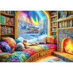 Northern Lights Landscape Jigsaw Puzzles for Adults Fantasy Fairy Cat 1000 Piece Book Room Puzzle for Adults with Letters on Back Challenging Family Puzzle