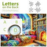 Northern Lights Landscape Jigsaw Puzzles for Adults Fantasy Fairy Cat 1000 Piece Book Room Puzzle for Adults with Letters on Back Challenging Family Puzzle