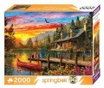 Springbok's Cabin Evening Sunset 2000 Piece Puzzle for Adults Featuring a Serene Illustration of a Cabin Getaway at Sunset - Ribbon Cut Pieces