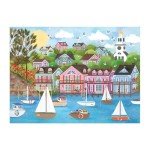 Galison Harbor by The Sea – 1000 Piece Joy Laforme Jigsaw Puzzle Featuring Beautiful Artwork of New England Summer Paradise