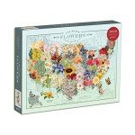 Galison Wendy Gold USA State Flowers Puzzle, 1000 Pieces, 20” x 27” – Jigsaw Puzzle Featuring a Colorful Illustration – Thick Sturdy Pieces, Challenging Family Activity, Great Gift Idea