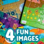Chuckle & Roar Tray Puzzles 4 Pack Farm, Dinosaurs, Jungle, and Zoo 12 & 24 PC Edition