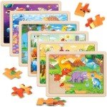 SYNARRY Wooden Puzzles for Kids Ages 4-6, 6 Packs 60 PCs Jigsaw Puzzles Preschool Educational Toys Gifts for Children Ages 4-8, Kids Puzzle for 4+ Year Olds Boys Girls