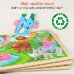 SYNARRY Wooden Puzzles for Kids Ages 4-6, 6 Packs 60 PCs Jigsaw Puzzles Preschool Educational Toys Gifts for Children Ages 4-8, Kids Puzzle for 4+ Year Olds Boys Girls