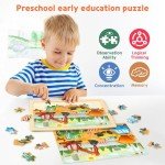SYNARRY Wooden Puzzles for Kids Ages 4-6, 6 Packs 60 PCs Jigsaw Puzzles Preschool Educational Toys Gifts for Children Ages 4-8, Kids Puzzle for 4+ Year Olds Boys Girls