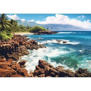 2000 Piece Jigsaw Puzzles for Adults, Hawaiian Sunset Beach Puzzle, Recycled Thick Cardboard, Lettered Back Guide, Relaxing Ocean Scene Gift, 39 x 28 in