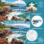 2000 Piece Jigsaw Puzzles for Adults, Hawaiian Sunset Beach Puzzle, Recycled Thick Cardboard, Lettered Back Guide, Relaxing Ocean Scene Gift, 39 x 28 in