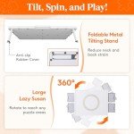 Lifewit 1500 Pieces 2-in-1 Rotating & Tilting Puzzle Board with Divided Drawers, Felt Mat, Protective Cover, Portable Jigsaw Puzzle Table with Handle, Felt Trays, Ideal Gift, 33.3" x 25.4", White