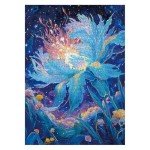 Blue Iris Flower Puzzle 1000 Piece for Adults, Fantasy Floral Plant Jigsaw Puzzle, Colorful Starry Night Puzzle