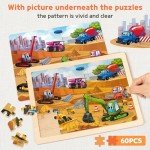 SYNARRY Wooden Vehicle Puzzles for Kids Ages 4-6, 6 Packs 60 PCs Jigsaw Puzzles Preschool Educational Toys Gifts for Children Ages 4-8, Kids Toys Gifts for 4+ Year Olds Boys Girls