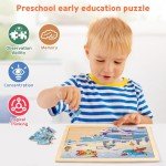 SYNARRY Wooden Vehicle Puzzles for Kids Ages 4-6, 6 Packs 60 PCs Jigsaw Puzzles Preschool Educational Toys Gifts for Children Ages 4-8, Kids Toys Gifts for 4+ Year Olds Boys Girls