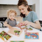 Wooden Puzzles Toys for Kids Ages 3-5, Set of 4 Packs with 20-Piece Farm, Animals Theme Wood Jigsaw Puzzles, Preschool Educational Brain Teaser Toys for Boys and Girls 3-6 Years Old.