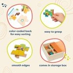 B. toys – Wooden Puzzle Set – Car Carrier, Loader, Excavator, Dump Truck – 12-Piece Jigsaw Puzzles For Kids – 3 Years + – Pack o' Puzzles - Trucks