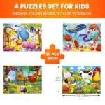 QUOKKA Puzzles for Toddlers 3-5 - 4 x 30 Pieces Puzzles for Kids Ages 2-4 - Animal Learning Jigsaw Puzzles for Kids 4-6 Years Old - Educational Toys for Boy and Girl