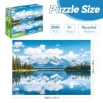 2000 Piece Puzzle for Adults, Blue Mountains and White Clouds Jigsaw Puzzle, Scenic Nature 2000 Pieces, Relaxing and Challenging, 39" x 28"