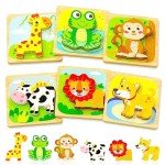 Benresive Wooden Toddler Puzzles, 6pcs Animal Montessori Toys for 1-3 Year Old Boys & Girls, Learning Educational Preschool Toys, Great Gifts for 1 2 3 Year Olds