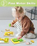 Benresive Wooden Toddler Puzzles, 6pcs Animal Montessori Toys for 1-3 Year Old Boys & Girls, Learning Educational Preschool Toys, Great Gifts for 1 2 3 Year Olds