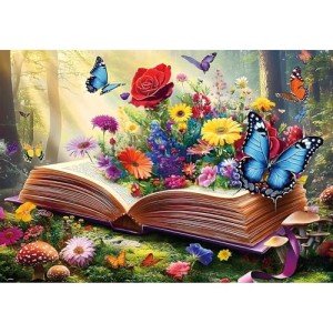 2000 Piece Jigsaw Puzzle for Adults, Magical Butterfly Flying Out of Book, Recycled Thick Cardboard, Lettered Back Guide, Challenging Art Puzzle Gift, 39 x 28 in