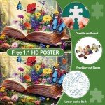 2000 Piece Jigsaw Puzzle for Adults, Magical Butterfly Flying Out of Book, Recycled Thick Cardboard, Lettered Back Guide, Challenging Art Puzzle Gift, 39 x 28 in