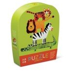 Crocodile Creek 12-Piece Mini Jigsaw Puzzle - Fun Floor Puzzles for Kids Ages 2-4 and Up - Heavy-Duty Shaped Box for Storage - Jungle Friends - 12" x 9" Finished