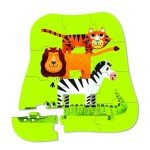 Crocodile Creek 12-Piece Mini Jigsaw Puzzle - Fun Floor Puzzles for Kids Ages 2-4 and Up - Heavy-Duty Shaped Box for Storage - Jungle Friends - 12" x 9" Finished