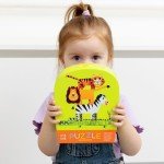 Crocodile Creek 12-Piece Mini Jigsaw Puzzle - Fun Floor Puzzles for Kids Ages 2-4 and Up - Heavy-Duty Shaped Box for Storage - Jungle Friends - 12" x 9" Finished