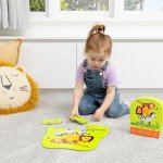 Crocodile Creek 12-Piece Mini Jigsaw Puzzle - Fun Floor Puzzles for Kids Ages 2-4 and Up - Heavy-Duty Shaped Box for Storage - Jungle Friends - 12" x 9" Finished