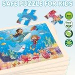 4 Packs Puzzles for Kids Ages 4-6, Wooden Animals Jigsaw Puzzles for Toddlers Ages 2-4, Preschool Educational Puzzles Boards Toys Gifts for 3 4 5 6 Boys Girls