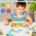 4 Packs Puzzles for Kids Ages 4-6, Wooden Animals Jigsaw Puzzles for Toddlers Ages 2-4, Preschool Educational Puzzles Boards Toys Gifts for 3 4 5 6 Boys Girls