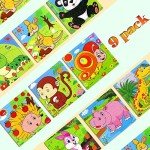 Puzzles for Kids Ages 3-5, 9 Pack Wooden Jigsaw Puzzles for Toddlers Ages 3-5 16 Pieces Preschool Educational Learning Toys Set Animals Puzzles for 3 4 5 Years Old Boys and Girls