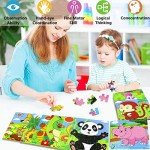 Puzzles for Kids Ages 3-5, 9 Pack Wooden Jigsaw Puzzles for Toddlers Ages 3-5 16 Pieces Preschool Educational Learning Toys Set Animals Puzzles for 3 4 5 Years Old Boys and Girls