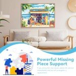 2000 Piece Puzzle for Adults – Colorful Beach Shop with Surfboards and Ocean View – Vibrant Hand-Drawn Style, Challenging Jigsaw Puzzle – 39 x 28 Inches