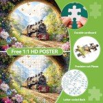 2000 Piece Puzzle for Adults – Whimsical Train Through Flower Field, Scenic Nature Jigsaw Puzzle, Challenging Puzzles for Adults 2000 Pieces, Recycled Paper, 39 x 28 in