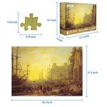 2000 Piece Puzzle,Seaside Boats 2000 Piece Puzzles for Adults,Porto con Villa Medici Puzzles for Adults 2000 Pieces and Up,Claude Gellée Puzzle 2000 Pieces,Port Scene with The Villa Medici Puzzles