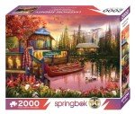 Springbok's Lakeshore Serenity 2000 Piece Puzzle for Adults Transports You to a Relaxing Cabin on The Lake - Ribbon Cut Pieces
