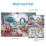 2000 Piece Garden Tea Party Puzzles, Flower Garden Party Puzzles for Adults 2000 Pieces and Up, Puzzle 2000 Pieces, Oil Painting Jigsaw Puzzles Classic Challenging Puzzle for Adults Teens